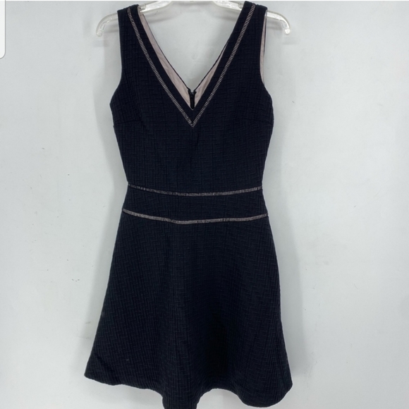 Reiss Nelly textured fit and flare dress size 6 black - Picture 4 of 12